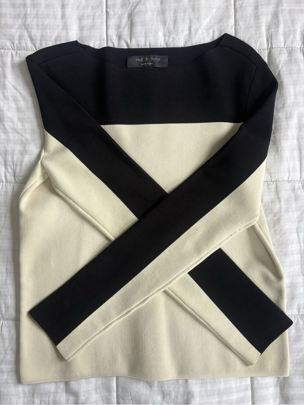 rag & bone Black and Cream Colorblock Sweater